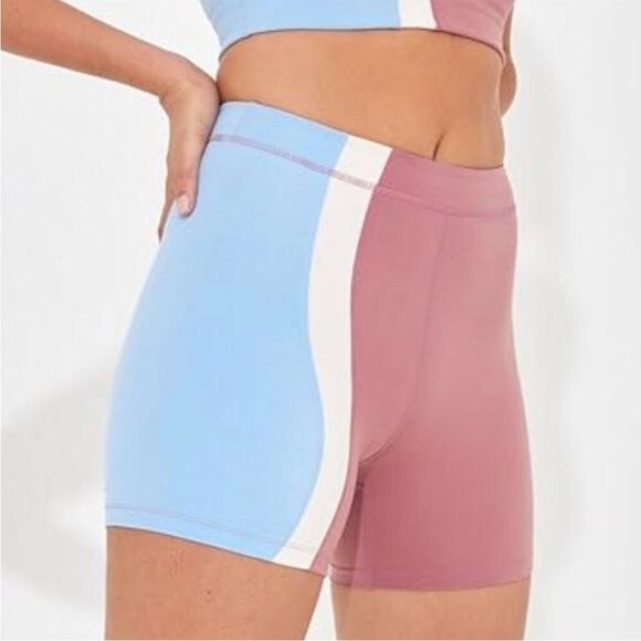 L*SPACE Make Waves Biker Shorts Rose & Light Blue Size S NWT - Picture 3 of 5